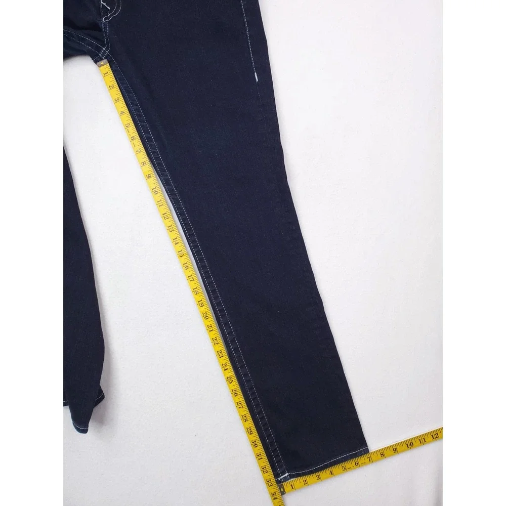 True Religion Jeans Mens 38x34 Blue Slim Straight Stretch Denim Dark Wash